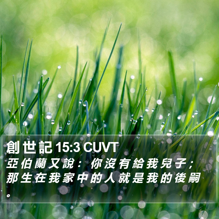創 世 記 15:3 CUVT Bible Study