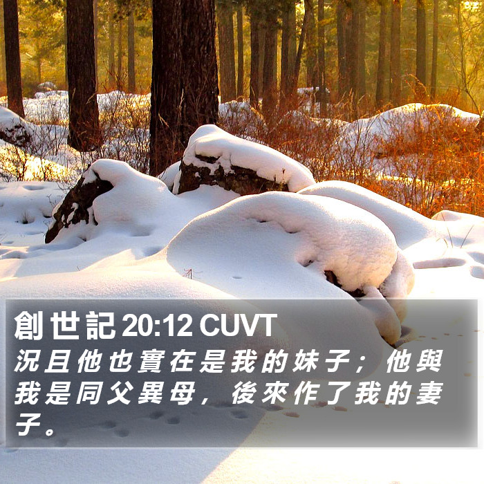 創 世 記 20:12 CUVT Bible Study