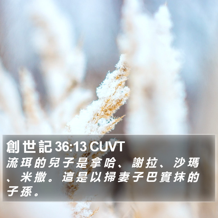 創 世 記 36:13 CUVT Bible Study