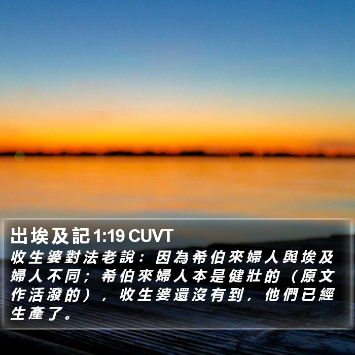 出 埃 及 記 1:19 CUVT Bible Study