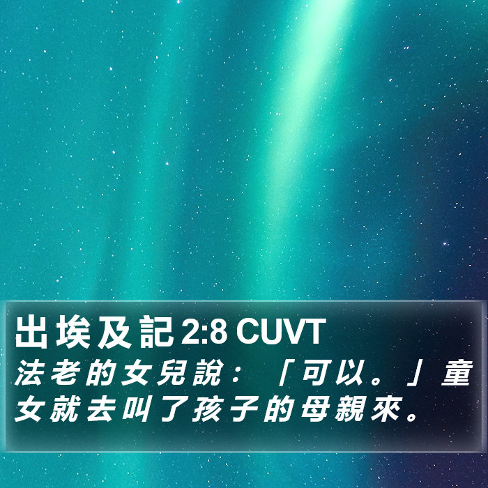 出 埃 及 記 2:8 CUVT Bible Study