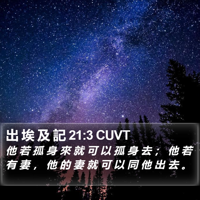 出 埃 及 記 21:3 CUVT Bible Study