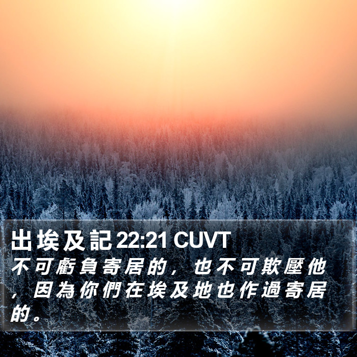 出 埃 及 記 22:21 CUVT Bible Study