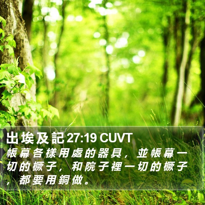 出 埃 及 記 27:19 CUVT Bible Study