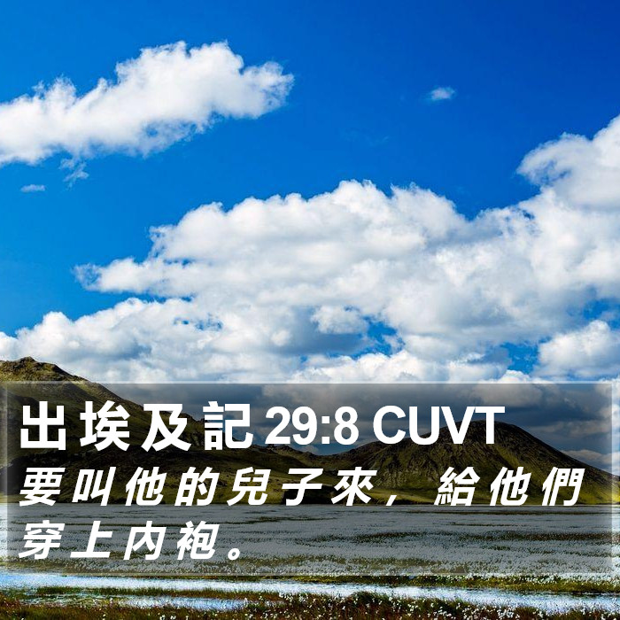 出 埃 及 記 29:8 CUVT Bible Study