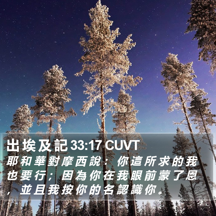 出 埃 及 記 33:17 CUVT Bible Study