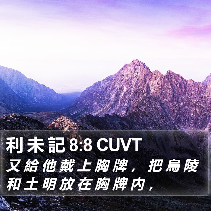 利 未 記 8:8 CUVT Bible Study