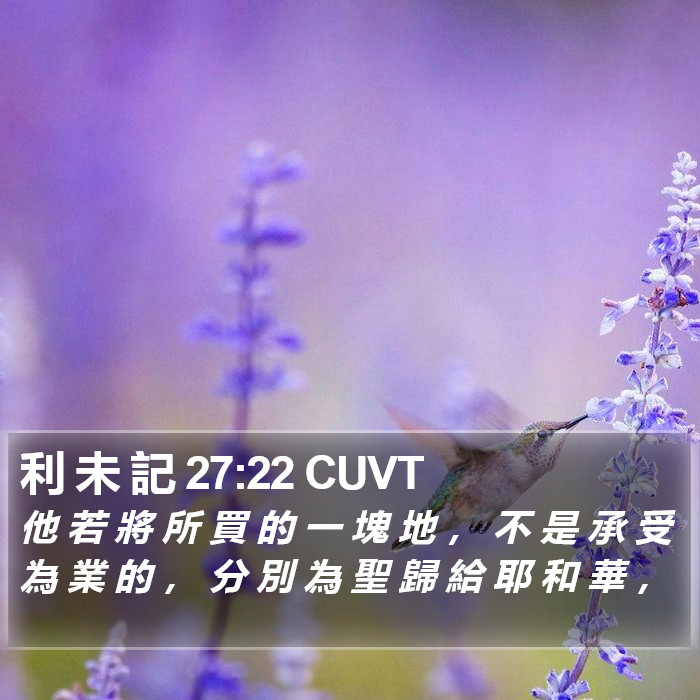 利 未 記 27:22 CUVT Bible Study