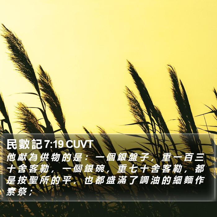 民 數 記 7:19 CUVT Bible Study