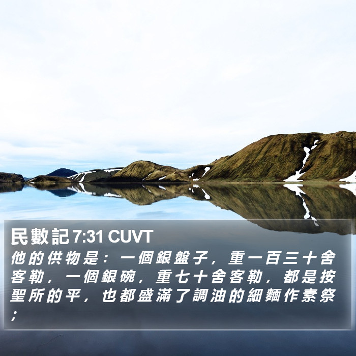 民 數 記 7:31 CUVT Bible Study