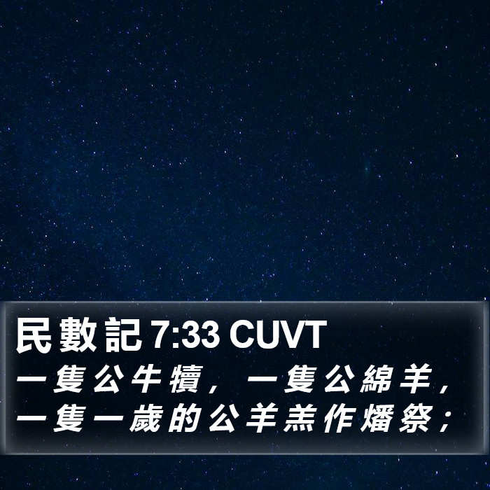 民 數 記 7:33 CUVT Bible Study