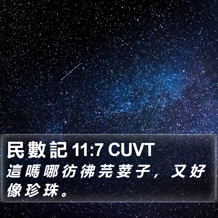 民 數 記 11:7 CUVT Bible Study