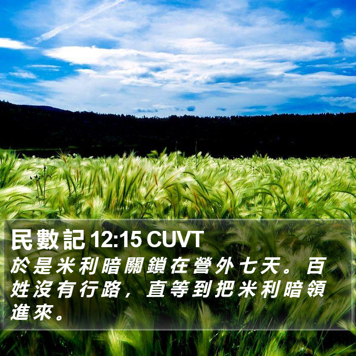 民 數 記 12:15 CUVT Bible Study