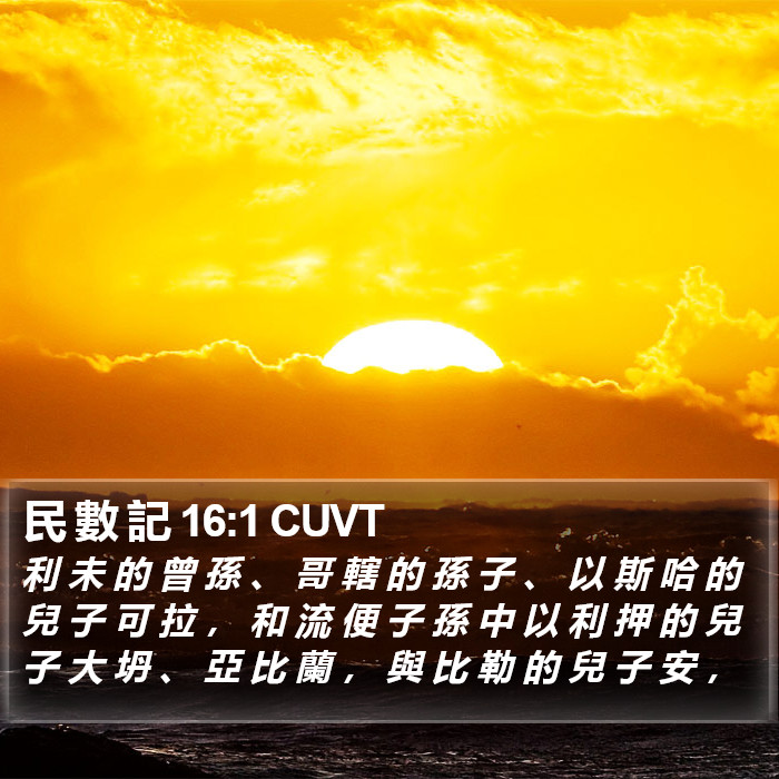 民 數 記 16:1 CUVT Bible Study