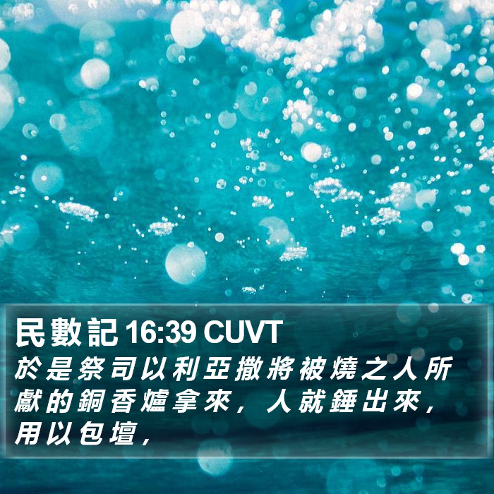 民 數 記 16:39 CUVT Bible Study