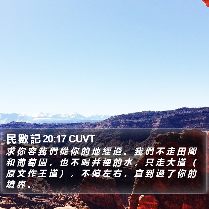 民 數 記 20:17 CUVT Bible Study