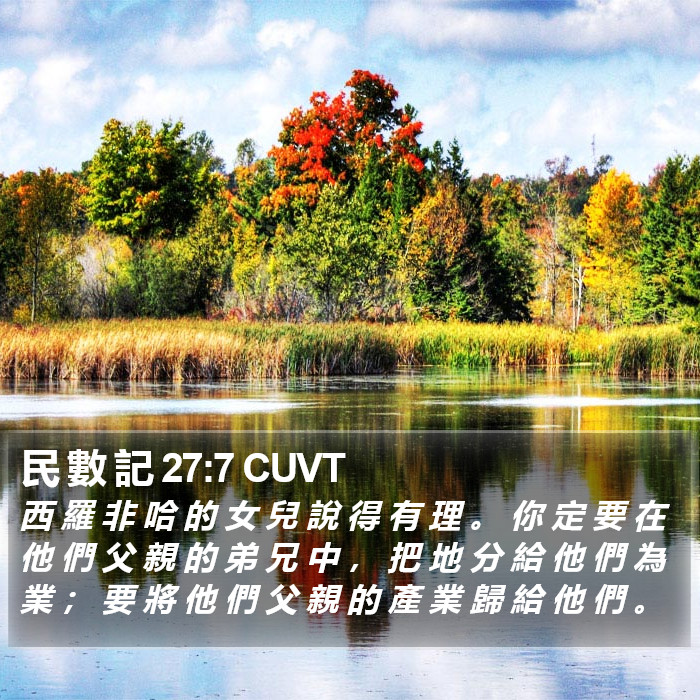 民 數 記 27:7 CUVT Bible Study