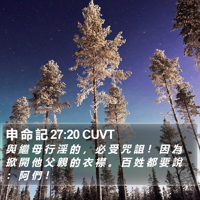 申 命 記 27:20 CUVT Bible Study