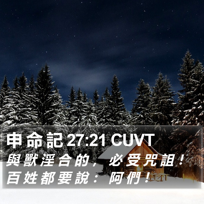 申 命 記 27:21 CUVT Bible Study