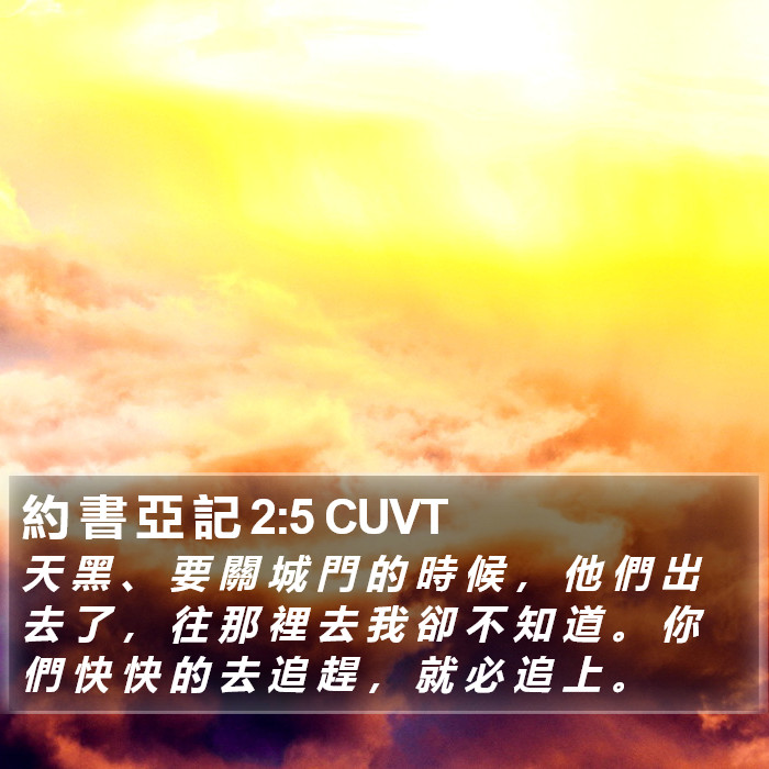 約 書 亞 記 2:5 CUVT Bible Study