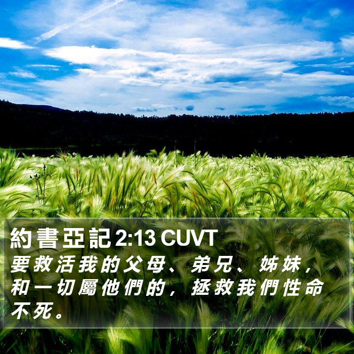 約 書 亞 記 2:13 CUVT Bible Study