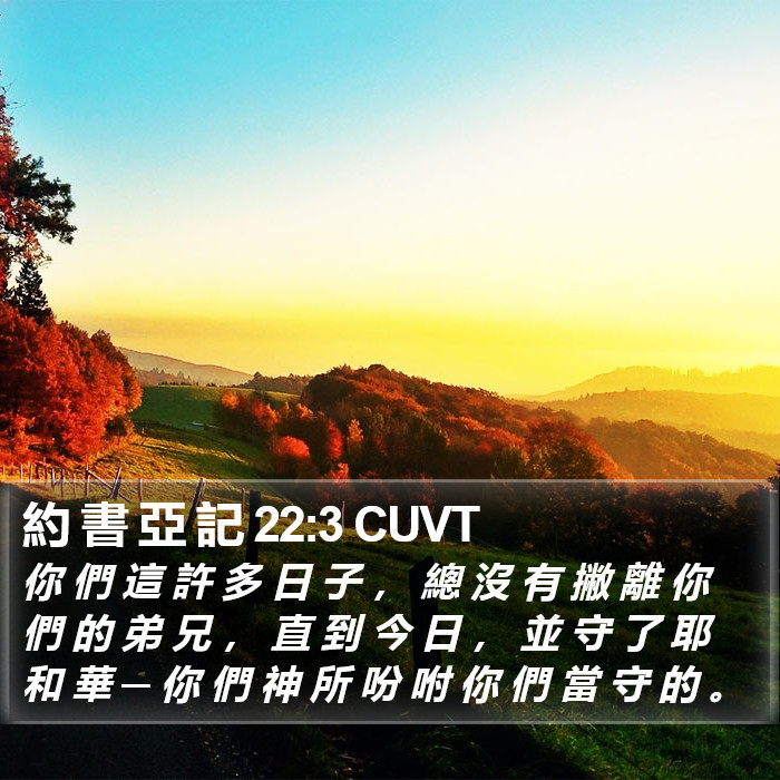 約 書 亞 記 22:3 CUVT Bible Study