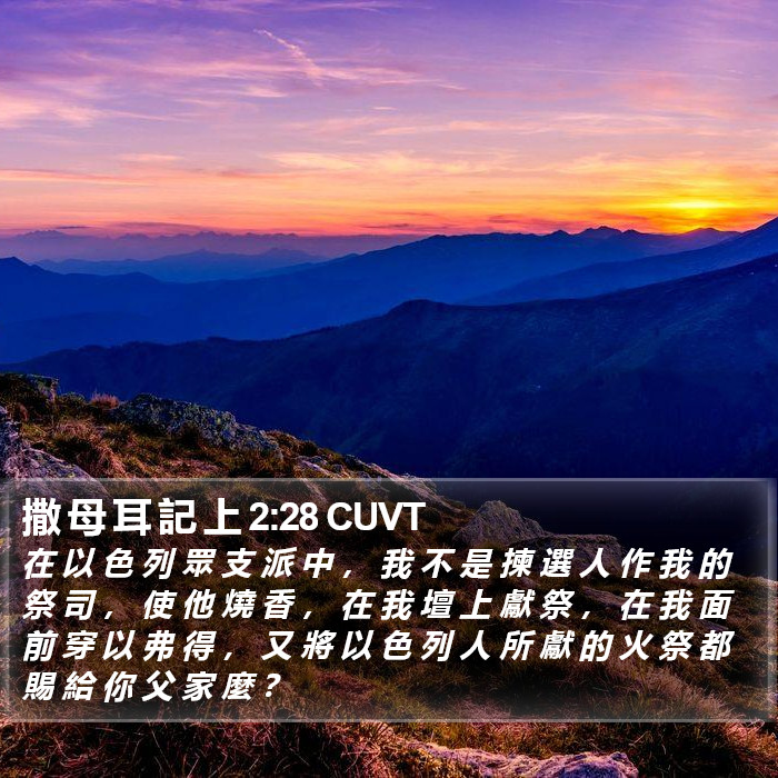 撒 母 耳 記 上 2:28 CUVT Bible Study