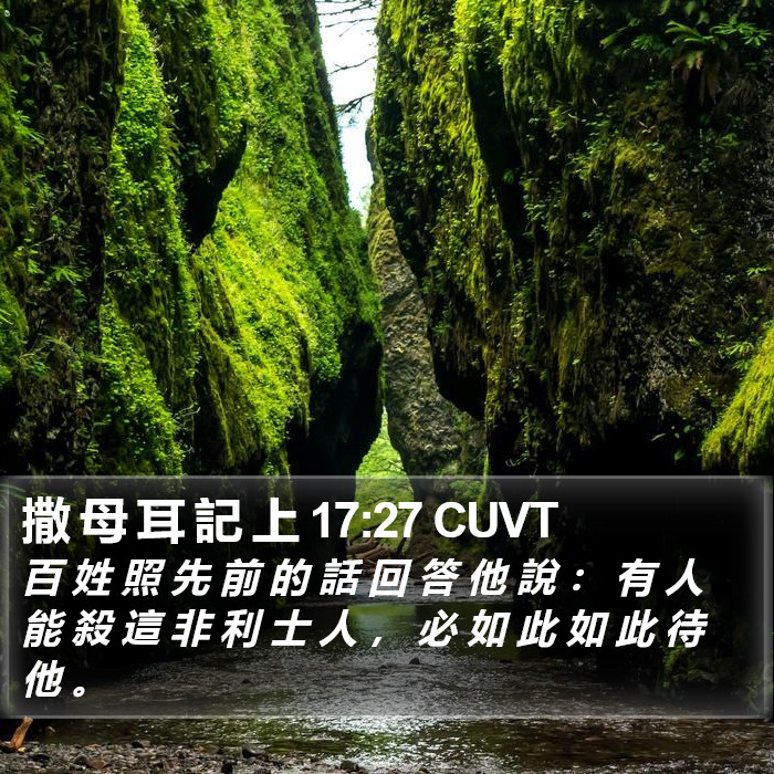 撒 母 耳 記 上 17:27 CUVT Bible Study