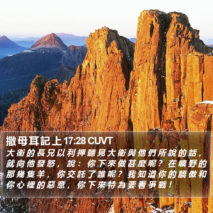 撒 母 耳 記 上 17:28 CUVT Bible Study