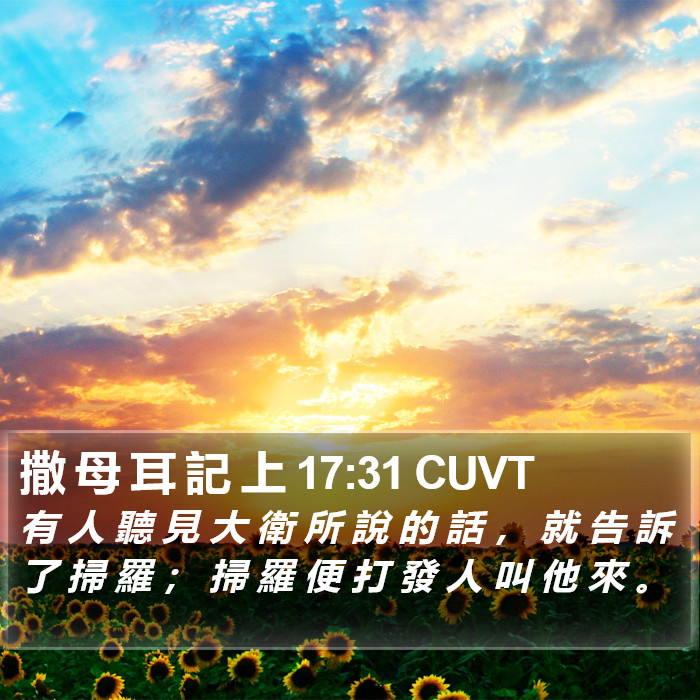 撒 母 耳 記 上 17:31 CUVT Bible Study