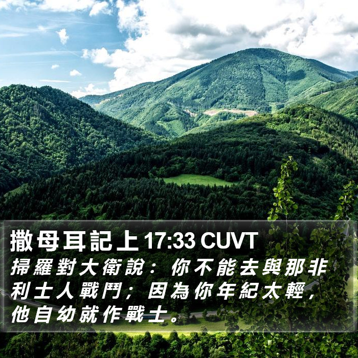 撒 母 耳 記 上 17:33 CUVT Bible Study