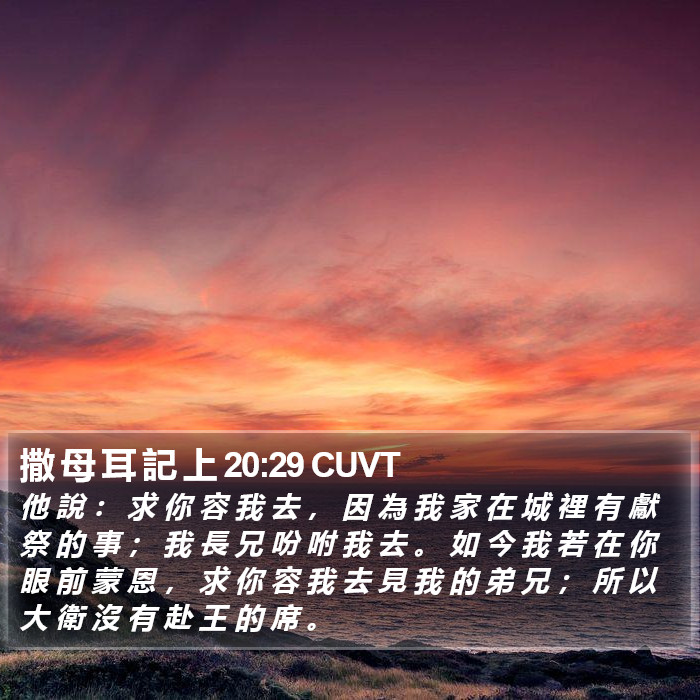 撒 母 耳 記 上 20:29 CUVT Bible Study