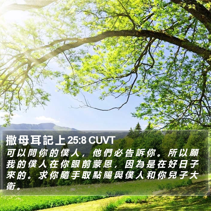 撒 母 耳 記 上 25:8 CUVT Bible Study