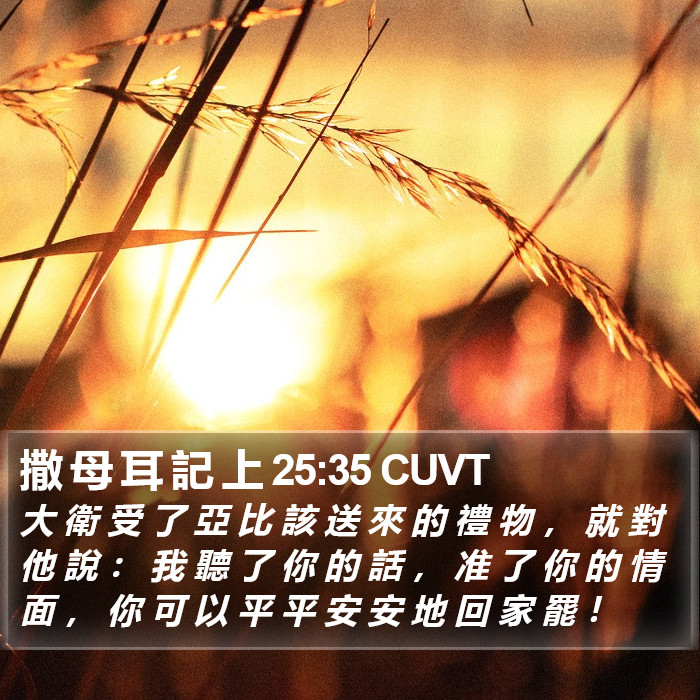 撒 母 耳 記 上 25:35 CUVT Bible Study