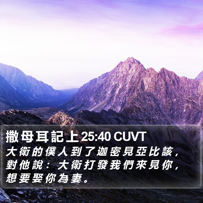 撒 母 耳 記 上 25:40 CUVT Bible Study