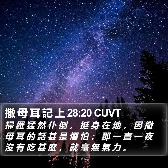 撒 母 耳 記 上 28:20 CUVT Bible Study