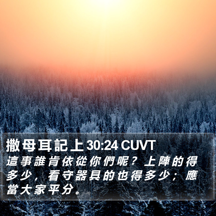 撒 母 耳 記 上 30:24 CUVT Bible Study