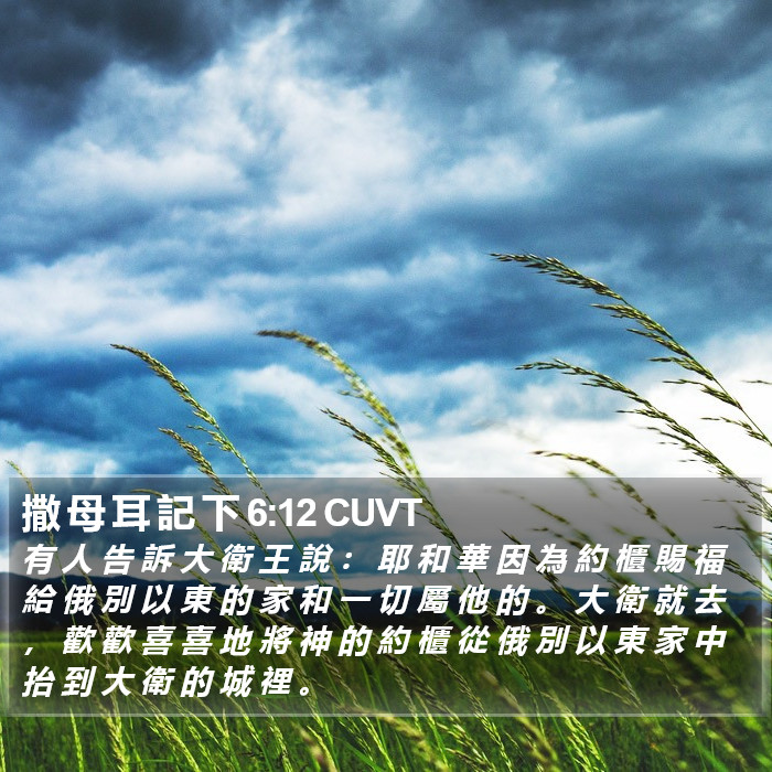 撒 母 耳 記 下 6:12 CUVT Bible Study