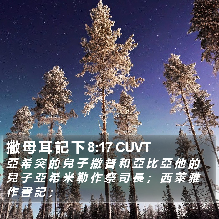 撒 母 耳 記 下 8:17 CUVT Bible Study