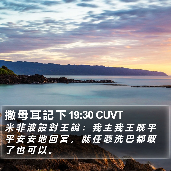 撒 母 耳 記 下 19:30 CUVT Bible Study