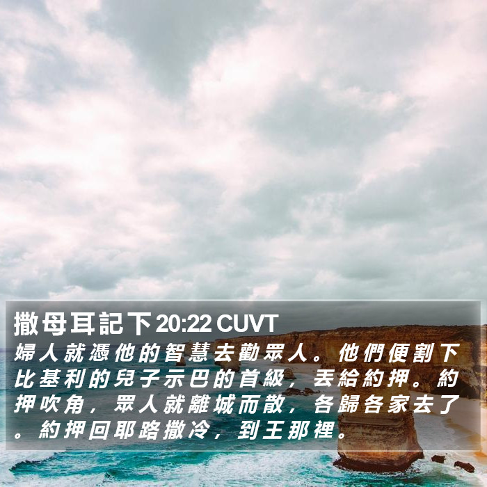 撒 母 耳 記 下 20:22 CUVT Bible Study