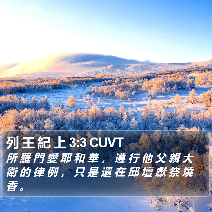 列 王 紀 上 3:3 CUVT Bible Study