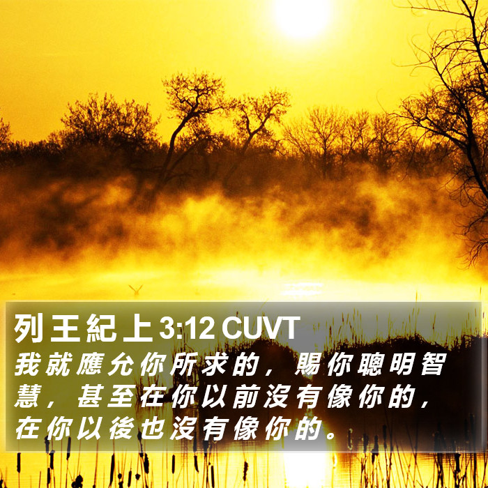 列 王 紀 上 3:12 CUVT Bible Study