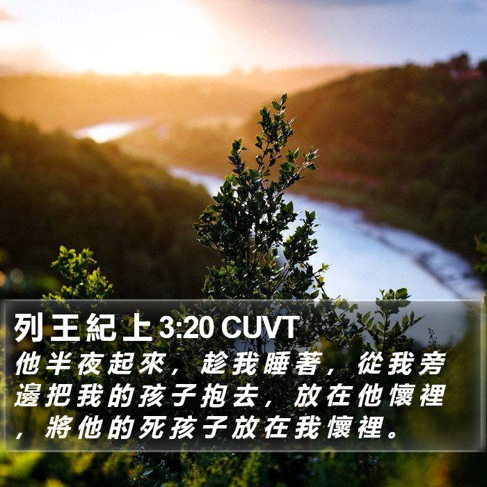 列 王 紀 上 3:20 CUVT Bible Study