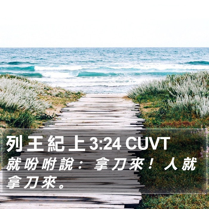 列 王 紀 上 3:24 CUVT Bible Study