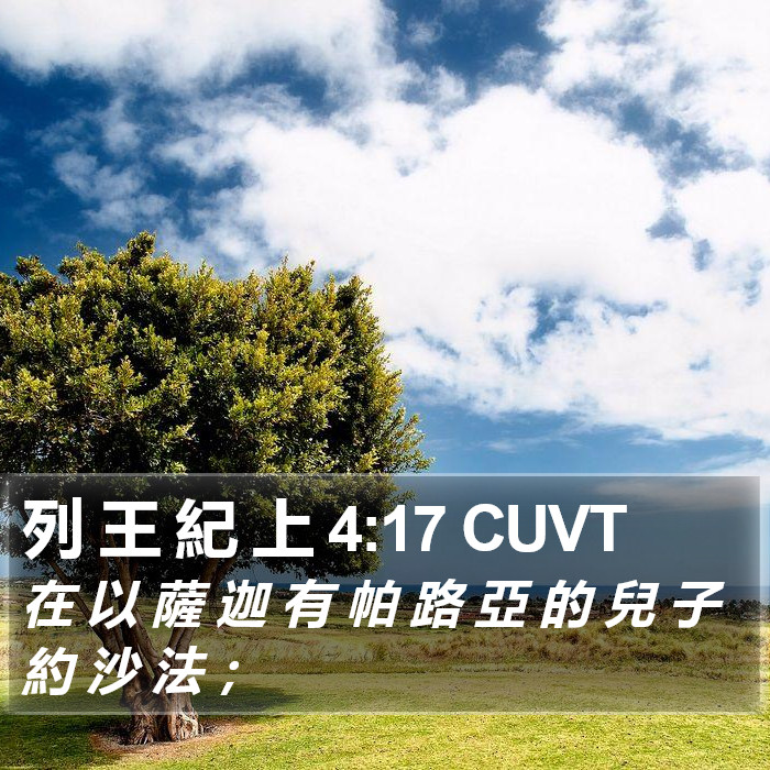 列 王 紀 上 4:17 CUVT Bible Study