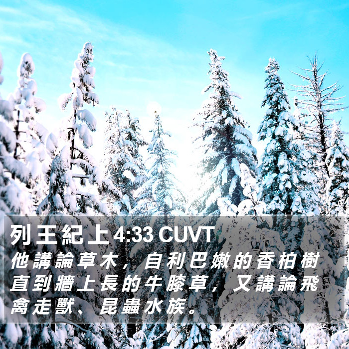 列 王 紀 上 4:33 CUVT Bible Study