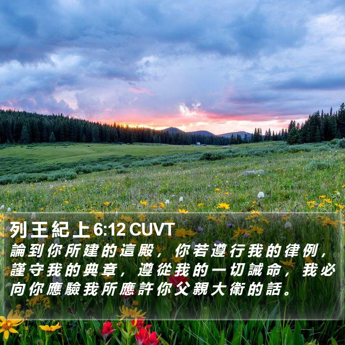 列 王 紀 上 6:12 CUVT Bible Study