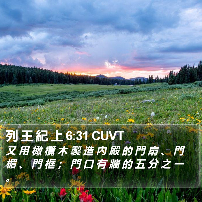 列 王 紀 上 6:31 CUVT Bible Study