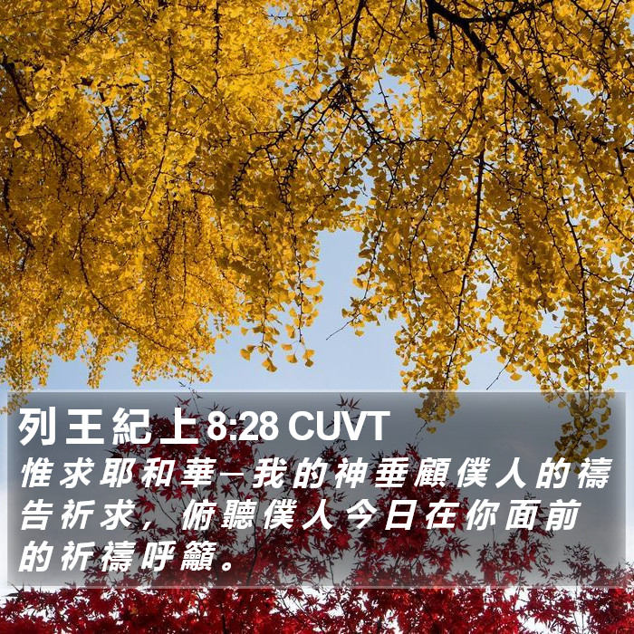 列 王 紀 上 8:28 CUVT Bible Study